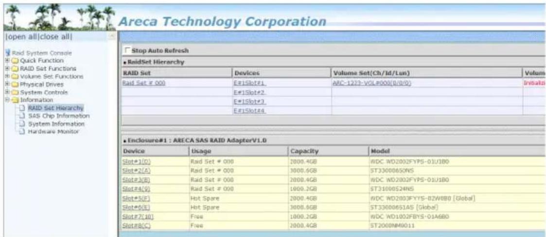 Areca ARC-1216-4i - Raid Set Hierarchy - 1