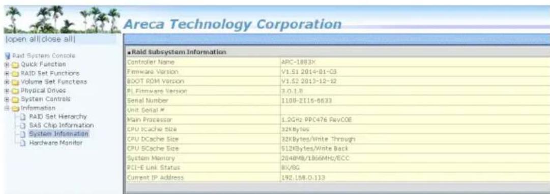 Areca ARC-1216-4i - System Information - 1