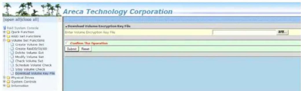 Areca ARC-1216-4i - Download Volume Key File - 1