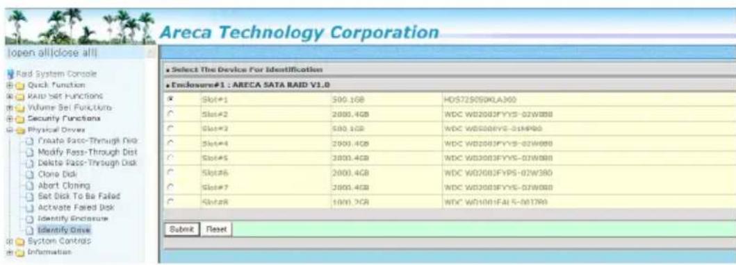 Areca ARC-1216-4i - Identify Drive - 1