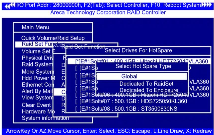 Areca ARC-1216-4i - Create Hot Spare - 1