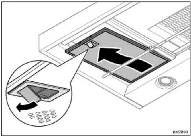Technical diagram showing a device's internal structure with an inset view highlighting a component with directional arrows and numerical labels.