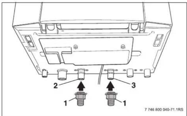 BUDERUS Logamax plus GB162-25 T40S - Anschluss Vorlauf- und Rücklauf für externen Speicher-Wassererwärmer montieren (nicht beim GB162-45 möglich) - 1