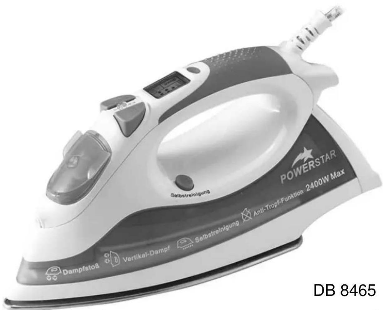Powerstar DB 8465 - Dampfbügeleisen mit LCD-Display Bedienungsanleitung und Sicherheitshinweise - 1
