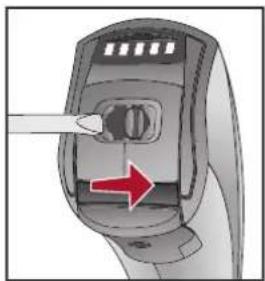 Audibel A3 BTE - To unlock the battery door: - 2