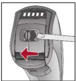 Audibel A3 BTE - To unlock the battery door: - 1