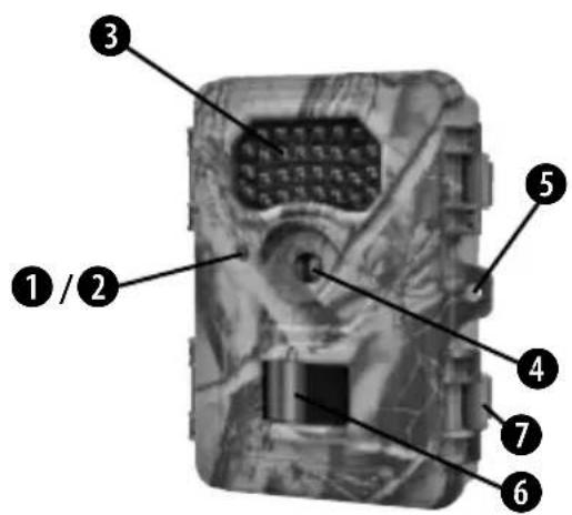 Labeled diagram of a surveillance camera module with numbered parts for identification