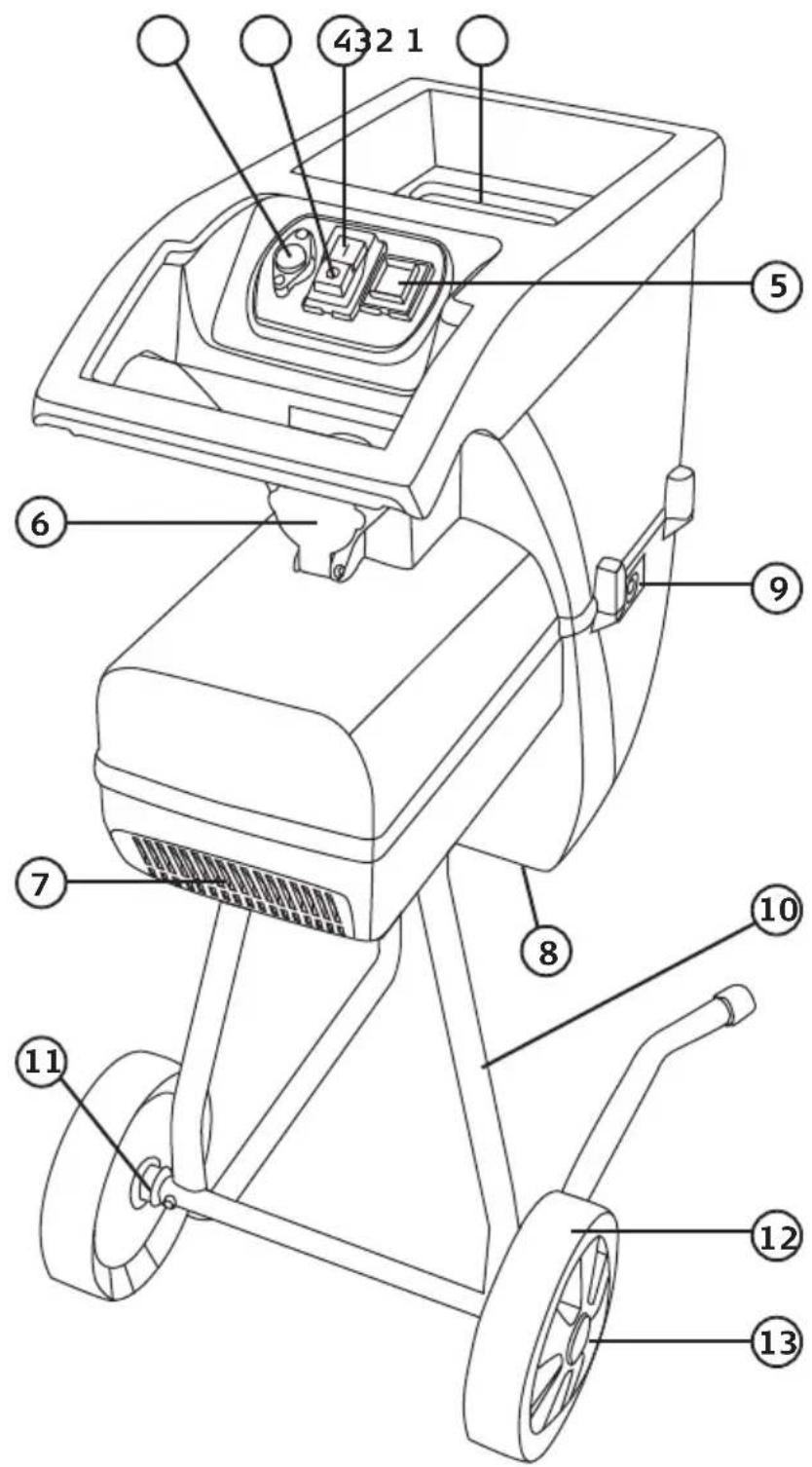 Technical diagram of a mobile lawn mower with numbered parts labeled for identification.