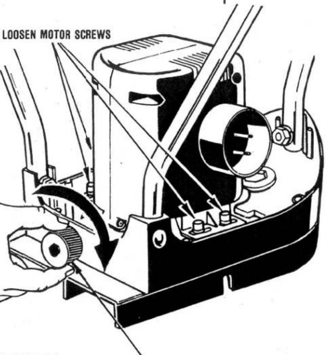 LOOSEN MOTOR SCREWS