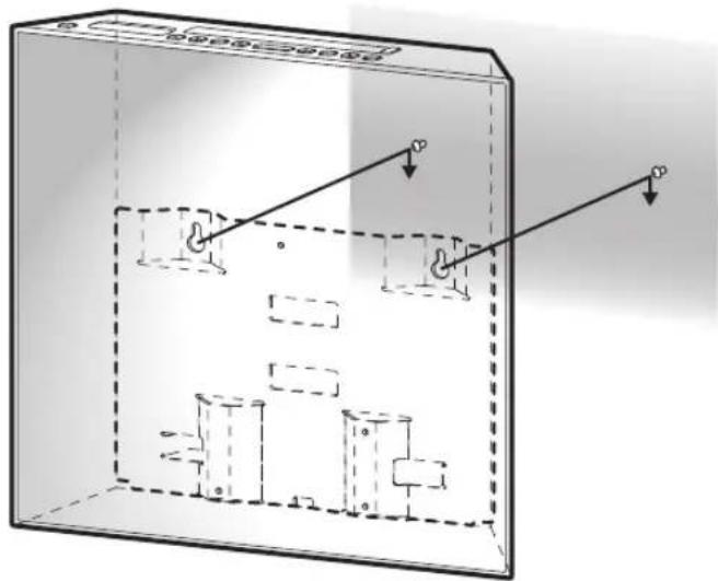 Technical diagram showing a 3D box with internal compartments and directional arrows indicating flow or movement.