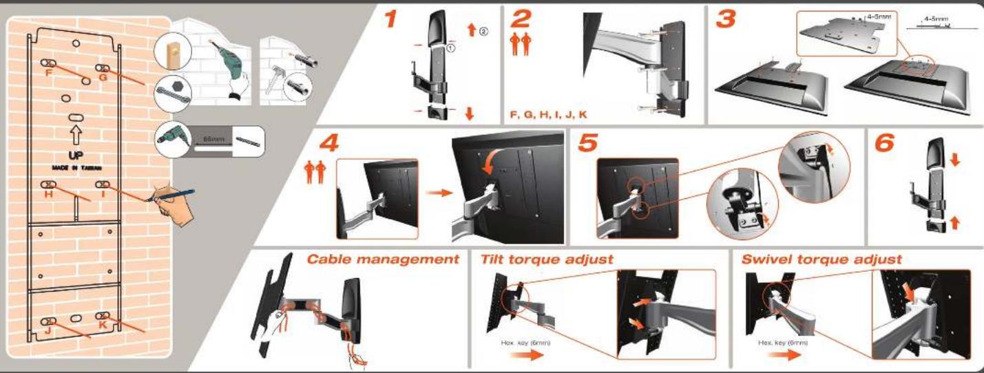 TITAN MP 4735 - TILT & SWING WALL MOUNT INSTRUCTION MANUAL - 4