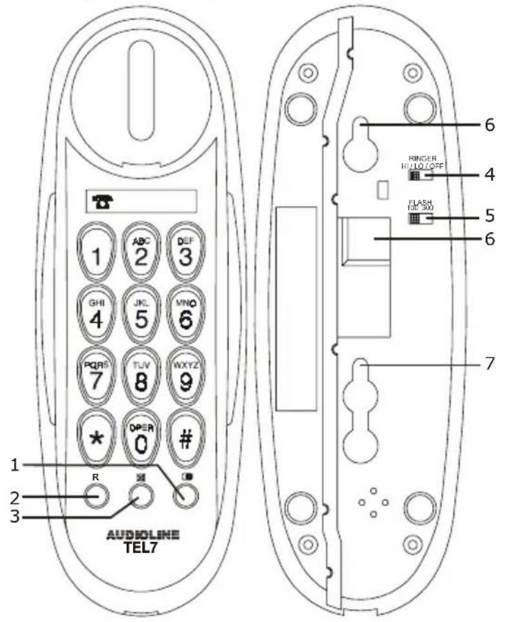 AUDIOLINE TEL7 - - Operating elements - - 1