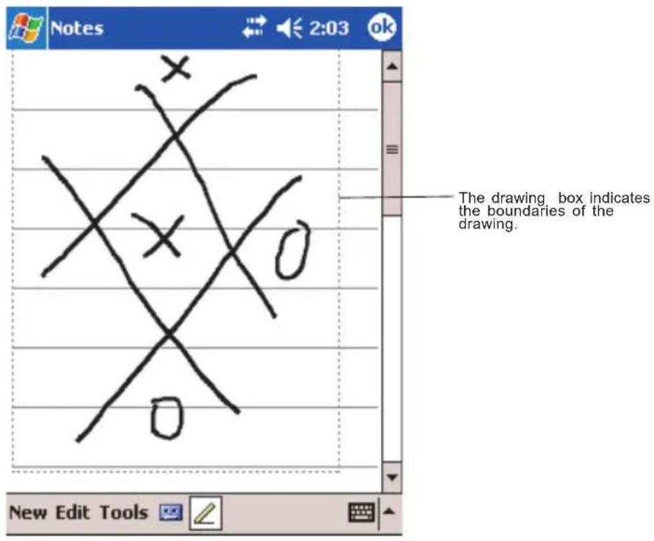 Notes 2:03 ok x x x 0 0 The drawing box indicates the boundaries of the drawing. New Edit Tools