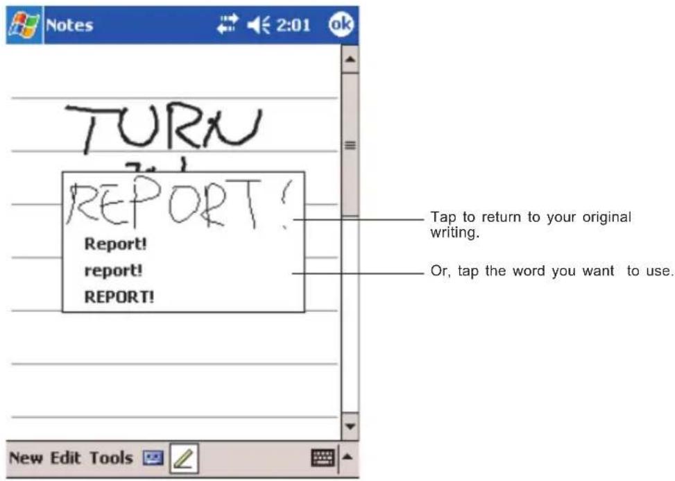 TURN REPORT! Report! report! REPORT! Tap to return to your original writing. Or, tap the word you want to use. New Edit Tools