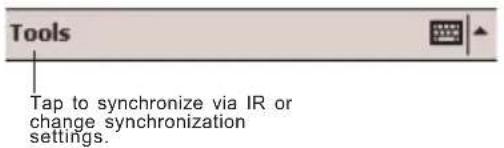 Tools Tap to synchronize via IR or change synchronization settings.