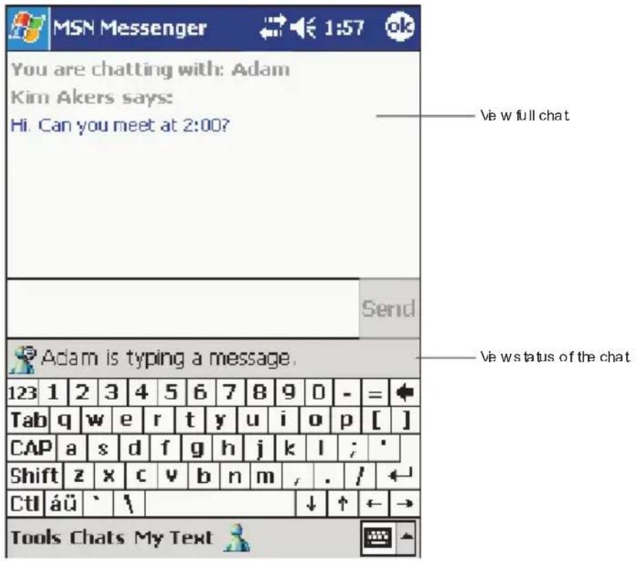 You are chatting with: Adam Kim Akers says: Hi. Can you meet at 2:00? We w full chat Send Adam is typing a message. We w status of the chat 123 1 2 3 4 5 6 7 8 9 0 - = Tab q w e r t y u i o p [ ] CAP a s d f g h j k l ; ' Shift z x c v b n m , . / Ctl äü ` \ Tools Chats My Text