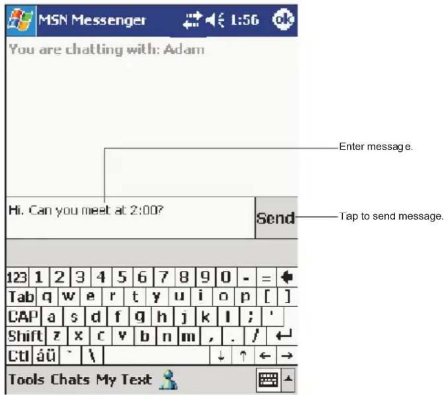You are chatting with: Adam Enter message. Hi. Can you meet at 2:00? Send Tap to send message. 123 1 2 3 4 5 6 7 8 9 0 - = Tab q w e r t y u i o p [ ] CAP a s d f g h j k l ; ' Shift z x c v b n m , . / Ctl áü ` \ Tools Chats My Text