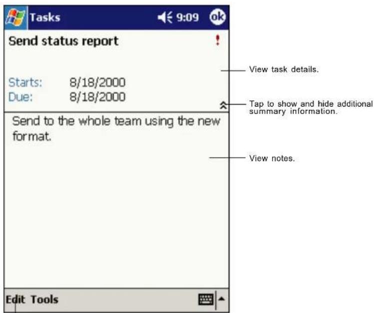 Send status report Starts: 8/18/2000 Due: 8/18/2000 Send to the whole team using the new format. Edit Tools View task details. Tap to show and hide additional summary information. View notes.