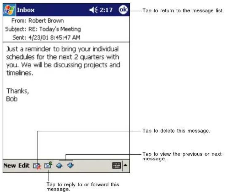 Inbox From: Robert Brown Subject: RE: Today's Meeting Sent: 4/23/01 8:45:47 AM Tap to return to the message list. Just a reminder to bring your individual schedules for the next 2 quarters with you. We will be discussing projects and timelines. Thanks, Bob Tap to delete this message. Tap to view the previous or next message. New Edit Tap to reply to or forward this message.