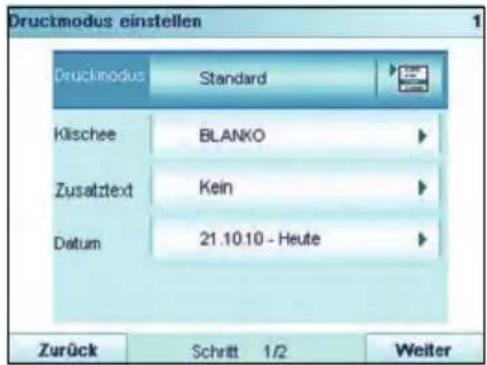 Neopost IS-5000 - Anzeigen des Bildschirms für Abdruckeinstellungen - 3