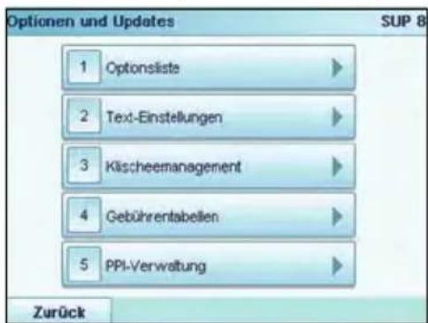 Neopost IS-5000 - Menü "Optionen und Updates" - 2
