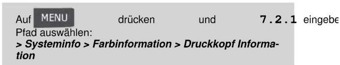 Neopost IS-5000 - So zeigen Sie die Druckkopfdaten an: - 1