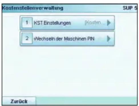 Neopost IS-5000 - Verwaltungsmenü des Modus "Kostenstellen AUS mit PIN" - 1