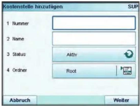Neopost IS-5000 - So erstellen Sie eine Kostenstelle: - 1