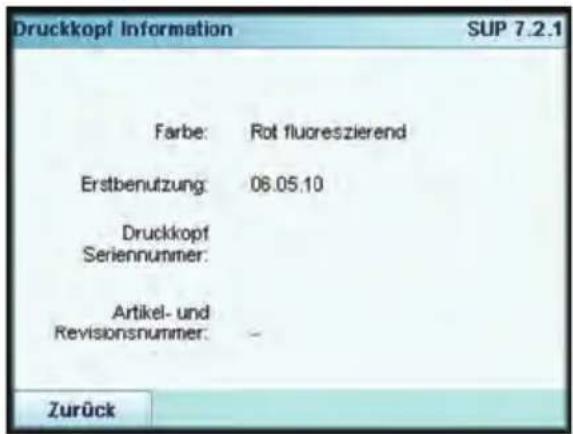 Neopost IS-5000 - So zeigen Sie die Druckkopfdaten an: - 2