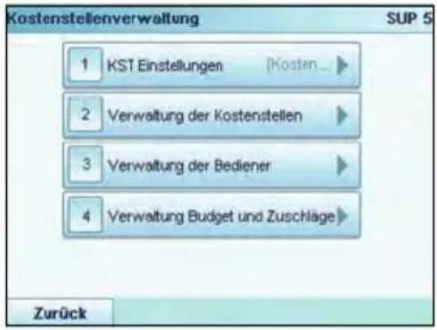 Neopost IS-5000 - Anzeigen des Menüs "Kostenstellenverwaltung" - 2