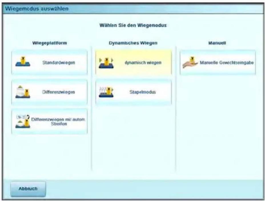 Neopost IS-6000 - So ändern Sie den Wiegemodus über den Startbildschirm: - 1