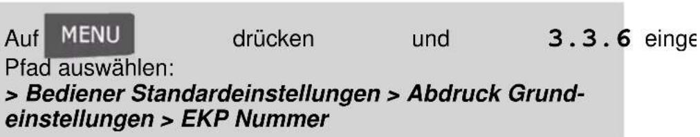 Neopost IS-6000 - So legen Sie die EKP-Standardnummer fest: - 1