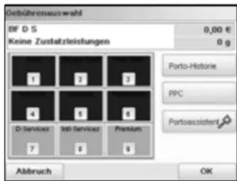 Neopost IS-480 - Wählen Sie eine Gebühr aus und fügen Sie Zusatzleistungen hinzu. - 1