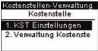 Neopost IS-280 - Modusverwaltungsmenü 'Kostenstelle EIN' - 1