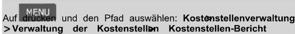 Neopost IN-700 - So erstellen Sie den Kostenstellen-Bericht: - 1