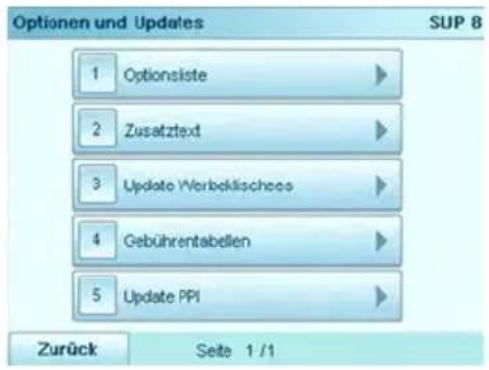 Neopost IN-700 - Vorgehensweise beim Zugreifen auf das Menü „Opion und Updates“ - 2