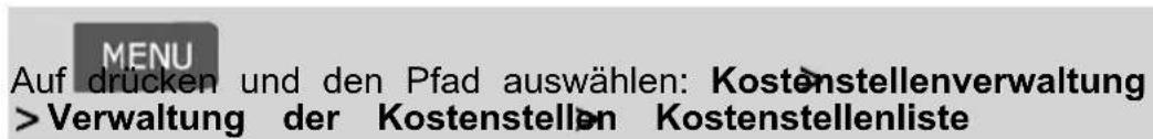 Neopost IN-700 - Vorgehensweise beim Erstellen von Kostenstellen - 1