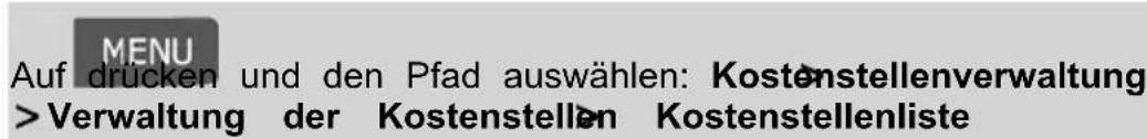 Neopost IN-700 - Vorgehensweise beim Anzeigen/Bearbeiten von Kostenstelleninformationen - 1