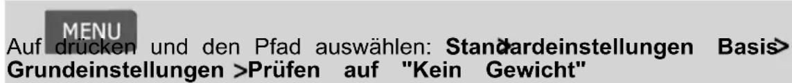 Neopost IN-700 - Vorgehensweise beim Aktivieren/Deaktivieren von "Prütauf 'Kein Gewicht" - 1