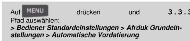 Neopost IS-240 - So wählen Sie die Uhrzeit und das Datum für die automatische Vordatierung aus: - 1
