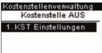 Neopost IS-240 - Verwaltungsmenü 'Kostenstelle AUS' - 1