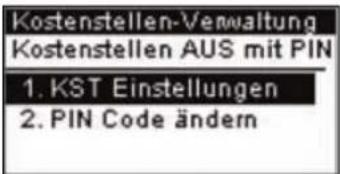 Neopost IS-240 - Verwaltungsmenü 'Kostenstelle AUS mit PIN' - 1