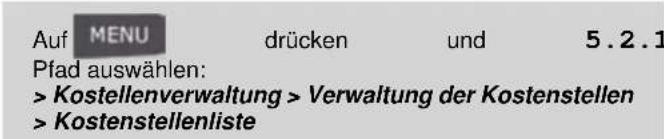 Neopost IS-240 - So erstellen Sie eine Kostenstelle: - 1