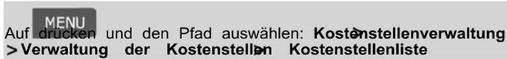 Neopost IN-600 - Vorgehensweise beim Erstellen von Kostenstellen - 1