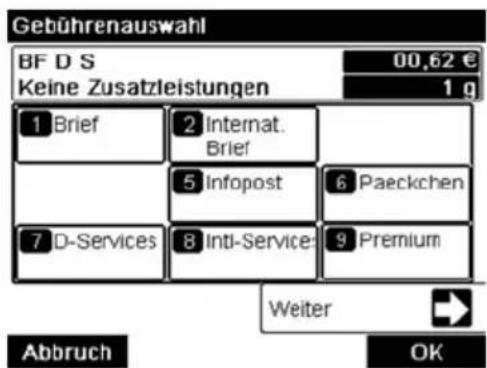 Neopost IN-600 - Vorgehensweise beim Auswählen einer Gebühr - 2