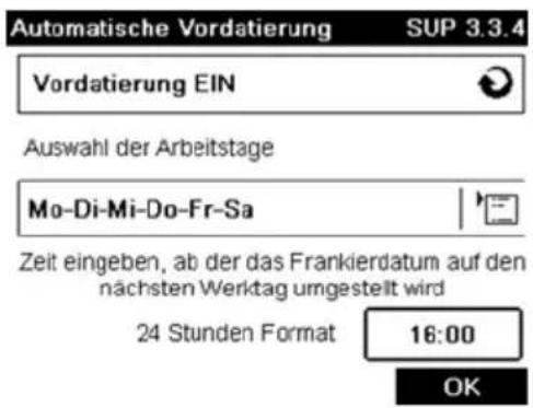Neopost IN-600 - So stellen Sie die Zeit und das Datum für die automatische Vordatierung e - 2