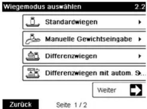 Neopost IN-600 - Auswählen eines Wiegemodus. - 1