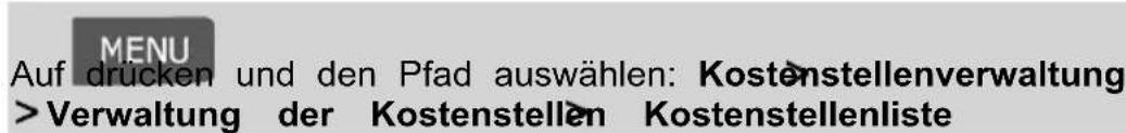 Neopost IN-360 - Vorgehensweise beim Anzeigen/Bearbeiten von Kostenstelleninformationen - 1