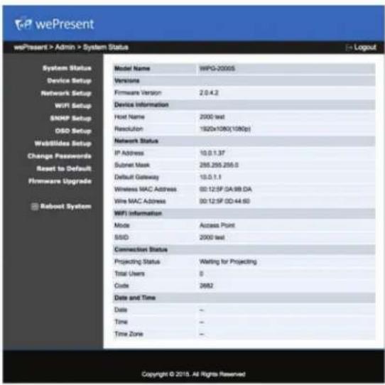 wePresent WiPG-1600 - ADMIN Panel - 1