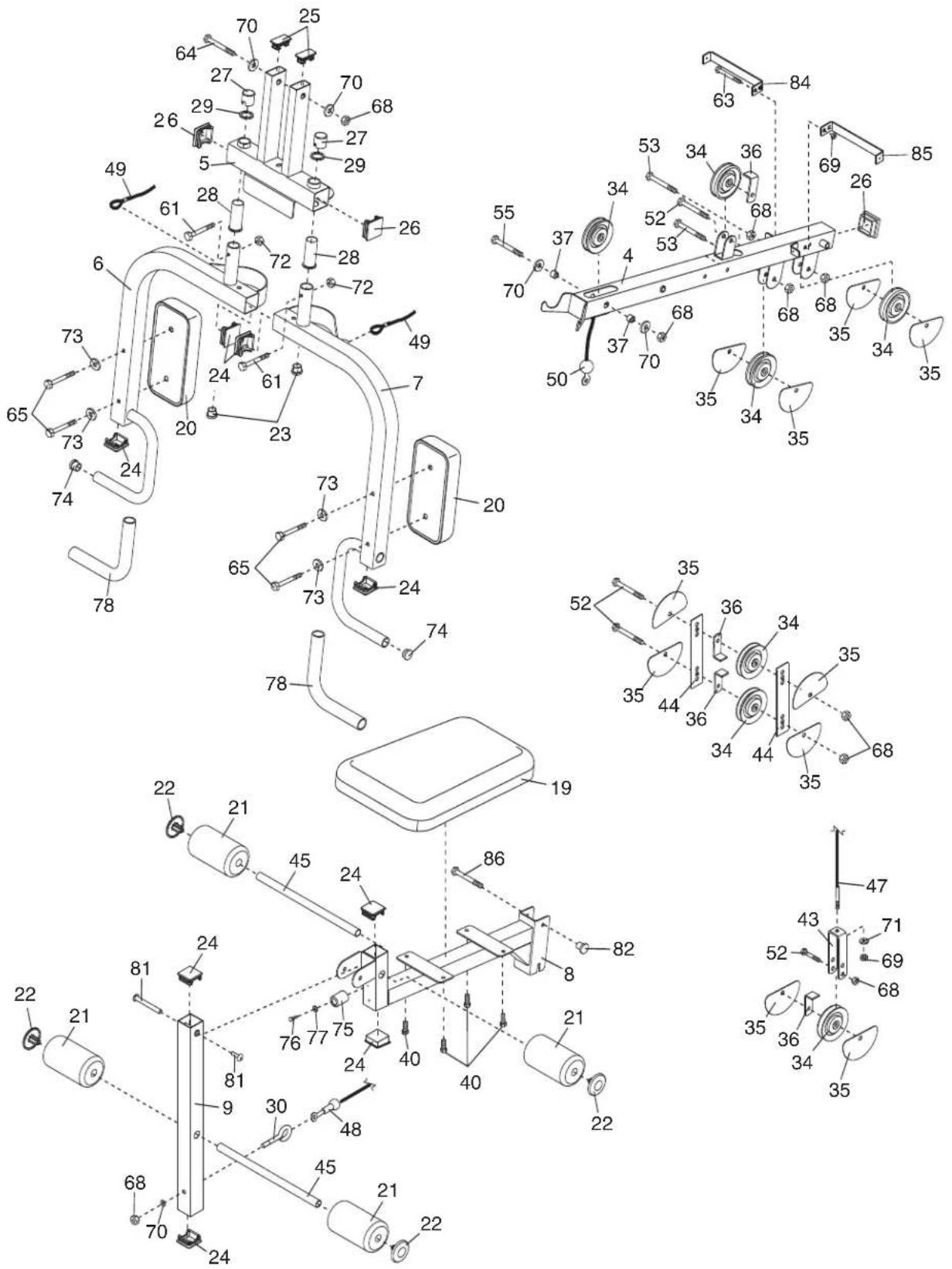 WEIDER Pro 2000 - Weist auf ein nicht abgebildetes Teil hin. Angaben können ohne Widerruf verändert werden. Information zur Bestellung von Ersatzteilen finden Sie auf der Rückseite der Bedienungsanleitung. - 1